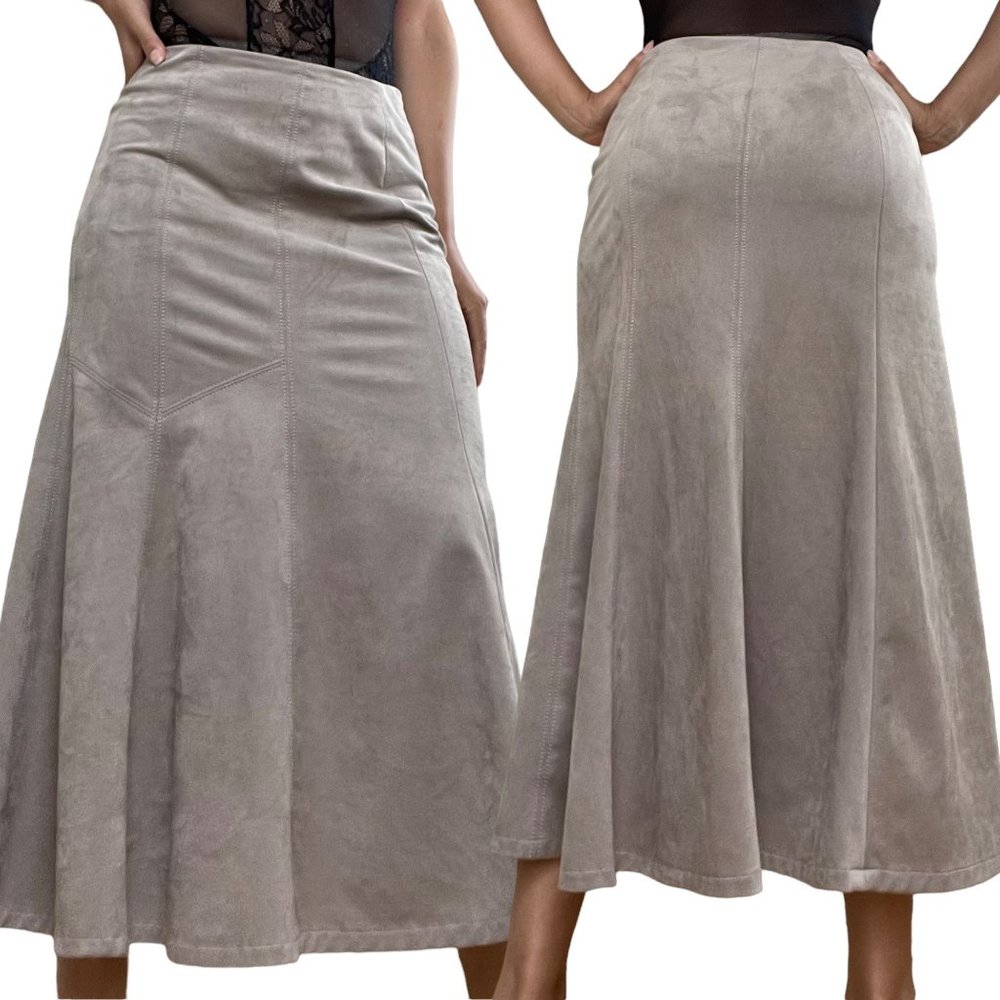 Conrad C Womens Skirt Size 4 Camel Beige Suede Trumpet Stretch